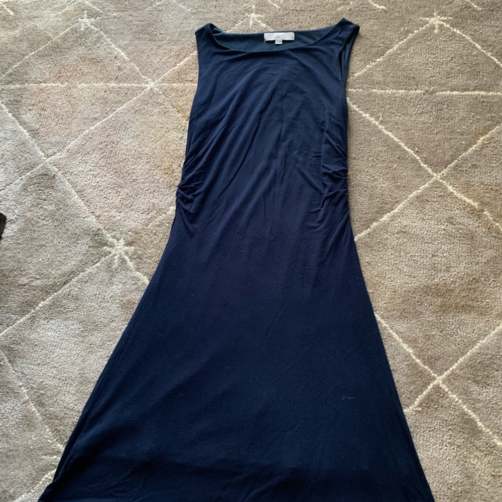 LOFT Navy blue fitted waist dress